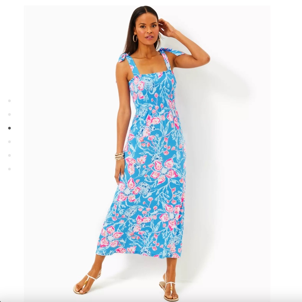NWT Lilly Pulitzer Kailua Smocked Maxi Dress Multi Bahamian sz M Retail $178
